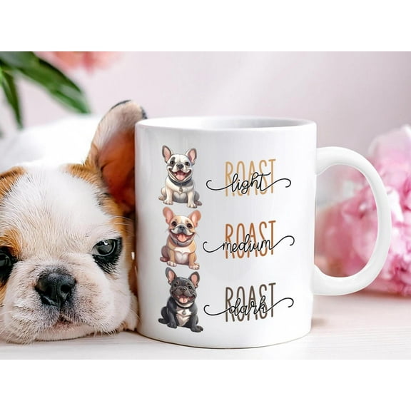 Frenchie French Bulldog lover mug gift-funny cute ceramic pet dog owner mom dad coffee roast cup present-animal birthday Christmas Hanukkah, Ceramic Mug 11Oz