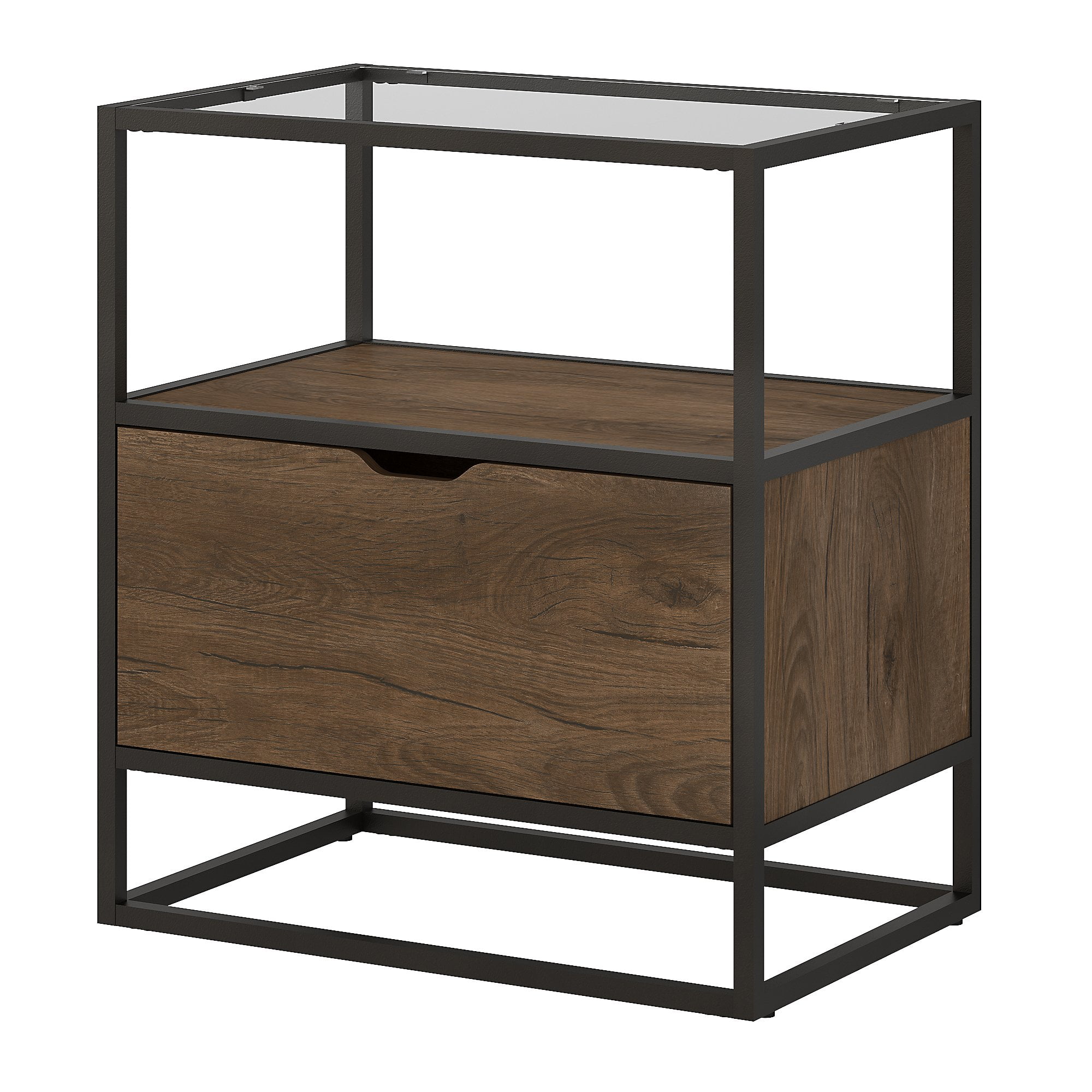 Anthropology Lateral File with Glass Shelf in Rustic Brown