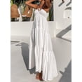 thumbnail image 4 of Yunliwuli Women's Summer Long Dress Solid Color Sleeveless Tiered Pleated Boho Beach Flowy Dress, 4 of 10