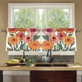 thumbnail image 4 of Yayeee Kitchen Curtains Tier Set of 2 Light Filtering 57"x24" Over Sink Window Panels, Hand Drawn Floral, 4 of 7