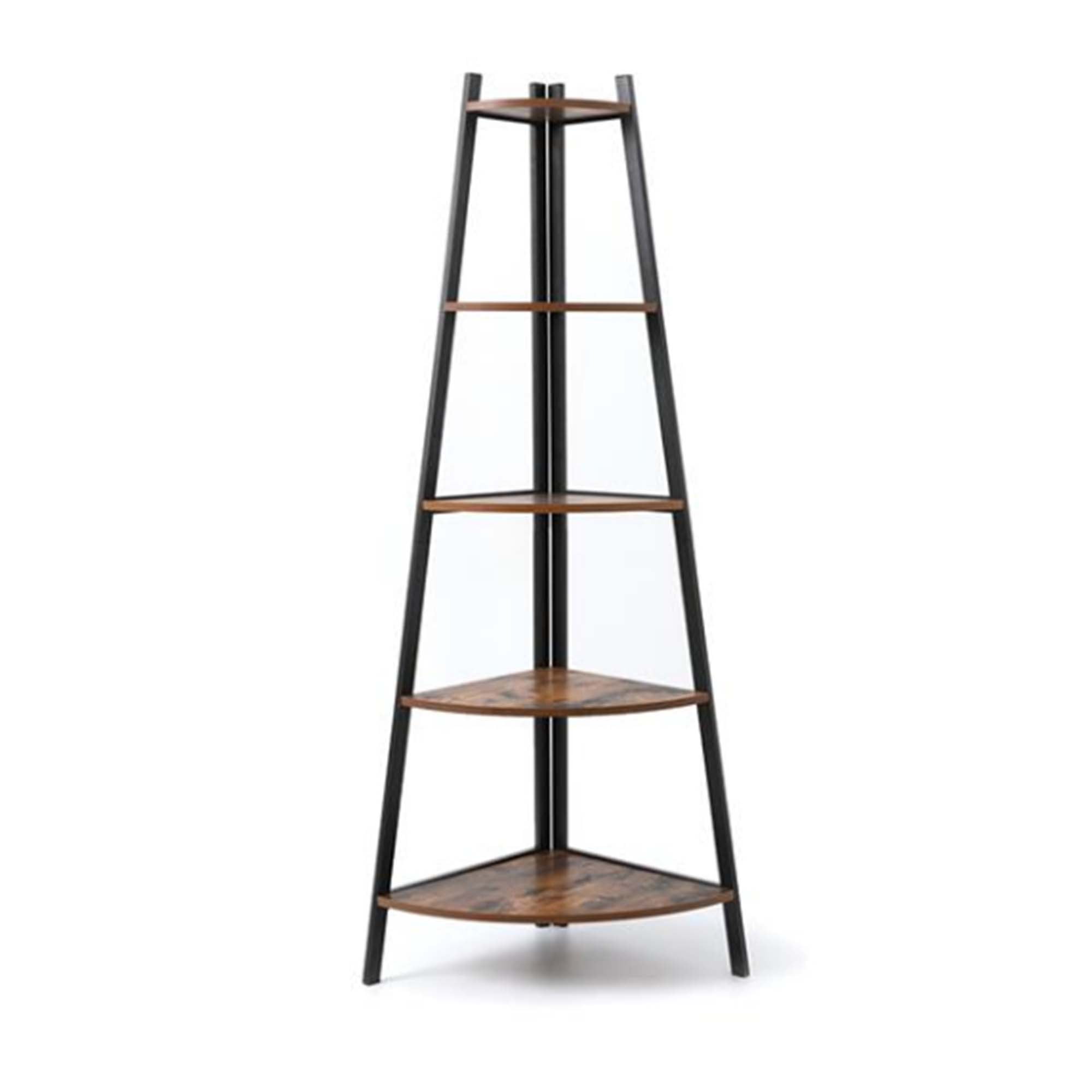 Industrial Corner Ladder Shelf, 5 Tier Bookcase AShaped Utility