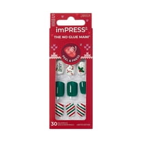 KISS imPRESS Holiday Press On Nails, ‘Sugarplum’, Green, Short Squoval, 30 Count