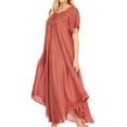 thumbnail image 3 of Sakkas Lilia Embroidered Lace Up Bodice Relaxed Fit Maxi Sun Dress - Brown - One Size Regular, 3 of 5