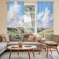 thumbnail image 2 of Spring Grassland Kitchen Curtain for Berdoom Living Room Cafe 72 Inch Length, Nature Blue Sky Mountain Scenery Tiers Curtains Light Filtering Drapes Rod Pocket Window Treatment 2 Panels 52"Wx72"L, 2 of 8