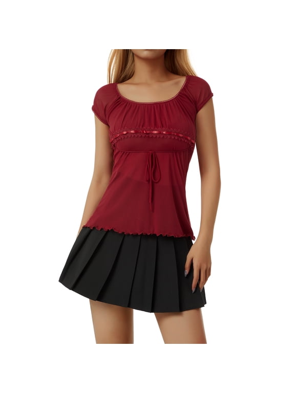 Women Lace Flower Blouse Tops Short Sleeve See Through Shirt Off Shoulder Lace Crochet Blouse