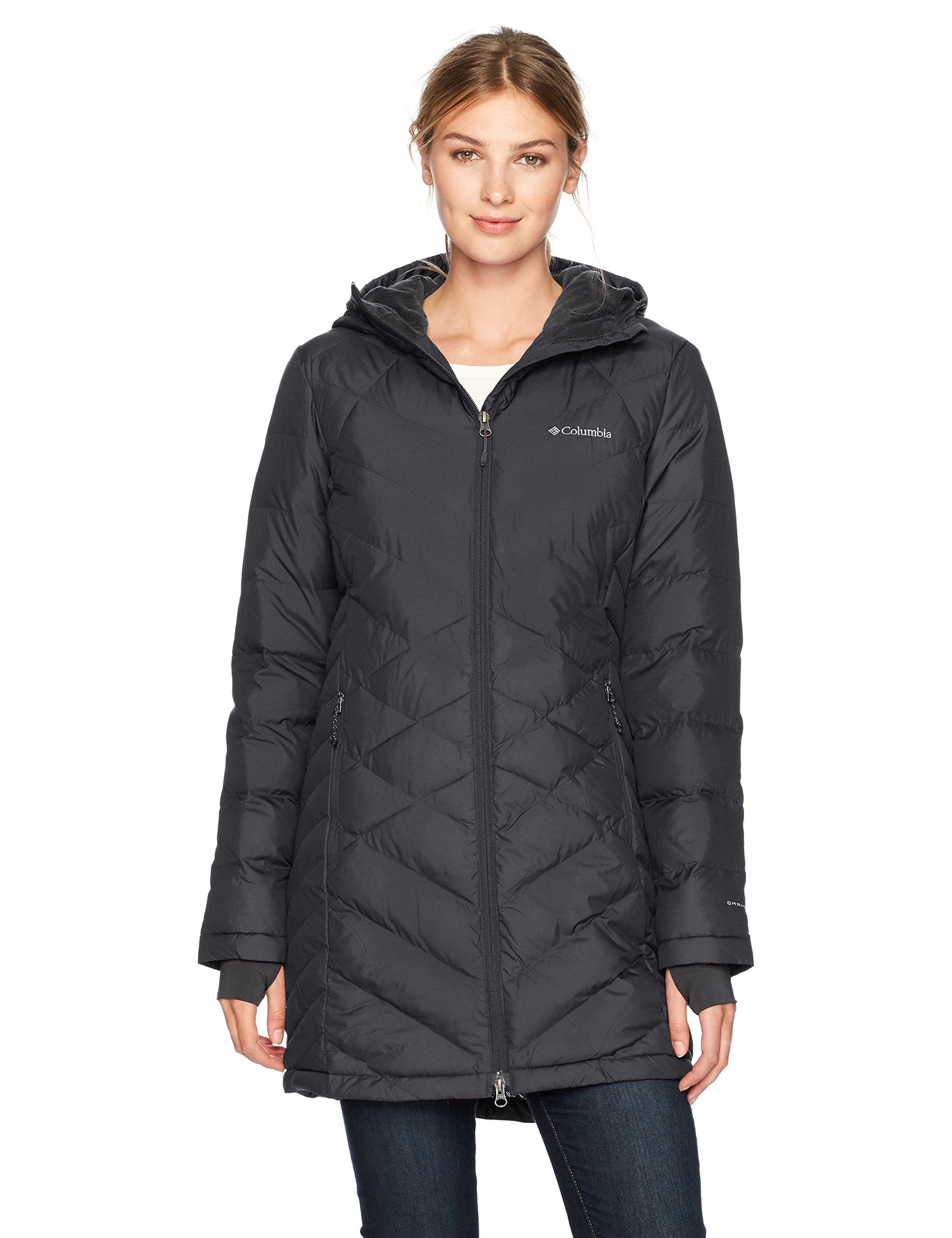 columbia women's heavenly long hooded down jacket