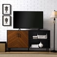 thumbnail image 2 of Walker Edison Caye Modern 2-Door-Bookmatch Asymmetrical Console for-TVs up to 65 Inches, 58 Inch, Solid Black, 2 of 6