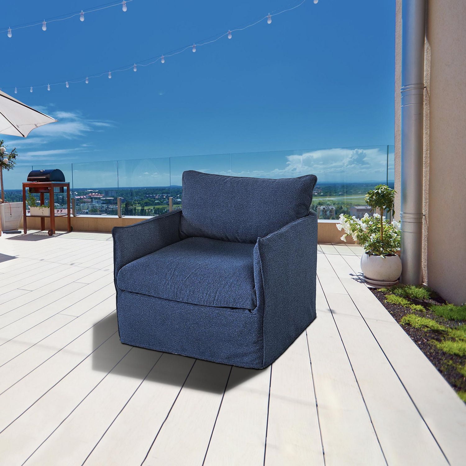 Ensemble modulaire de fauteuils club Flexiform avec accoudoirs, bleu