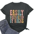thumbnail image 5 of Fesfesfes T Shirt Women Women Fashion Crewneck Printed Short Sleeve T-shirt Casual Loose Shirt Tops Womens Shirts S(US:4), 5 of 6