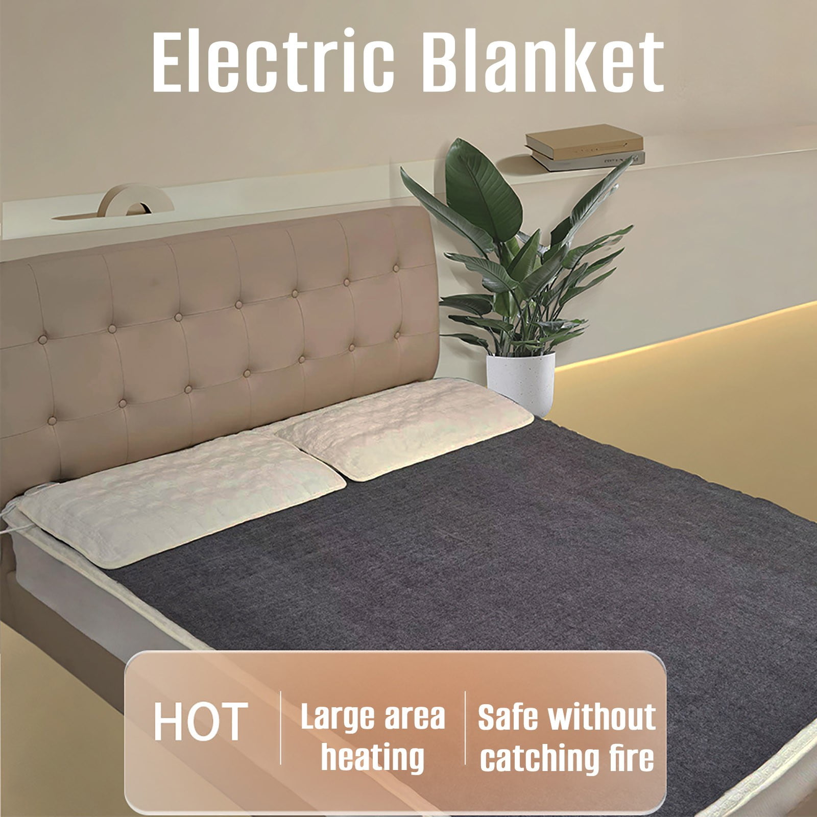 Kumdkd Electric Heated Blanket, Constant Temperature Warming Pad with 10 Heat Settings & Auto Shut-Off, Soft Flannel Double Size 50x60 Inch for Bed & Sofa