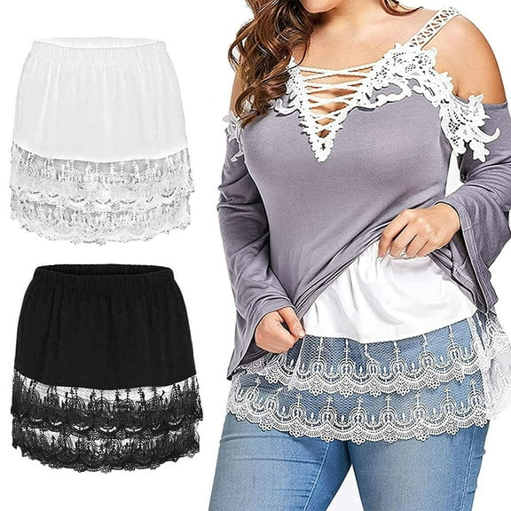BH-JJSMGS Women's Shirt Extender Lace Plus Size Underskirt Adjustable Half Slip Mini Skirt