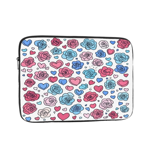 Laptop Sleeve Bag Compatible For iPad MacBook Air Pro Tablet Computer PC notebook Protective Fit in 10/12/13/14/15/16/17 inch Size Hand Drawing Heart Flower (1)