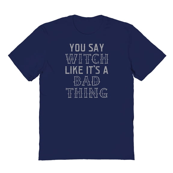 Halloween Witch Bad Thing Graphic Navy Men's Cotton T-Shirt