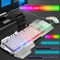 Backlit USB Wired Computer Keyboard & Mouse Set with Ergonomic Wrist Rest