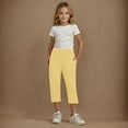 thumbnail image 2 of Kovlvoll Toddler Kids Girls Clothes Capris Elastic High Waisted Solid Color Lightweight Casual Workout Yoga Pants with Pockets, 2 of 7