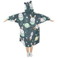 thumbnail image 2 of Dailycode Wearable Blanket Hoodie Oversized Sherpa Flannel Blankets with Pocket for 3-14 Year Old Cartoon Rabbit Star Planet, 2 of 7
