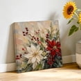 thumbnail image 2 of Canvas Wall Art White Red Poinsettia Canvas Art Print Rustic Christmas Flower Berry Oil Painting Pictures Wall Decor for Living Room Bedroom Artwork Decorations Stretched Framed Ready to Hang 8"x8", 2 of 9