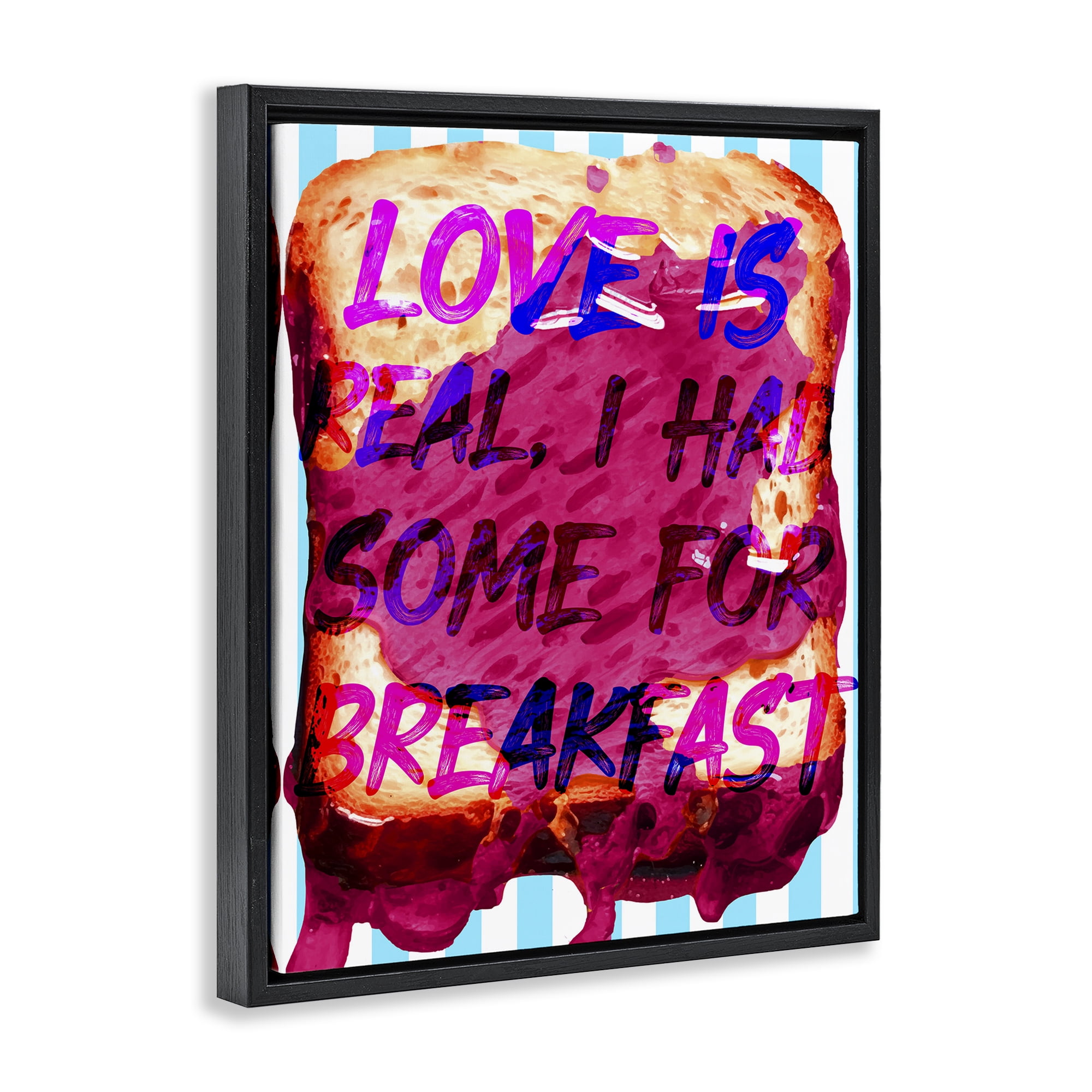 Stupell Industries Love Is Real Breakfast Food & Beverage Painting Black Floater Framed Art Print Wall Art, 25 x 31