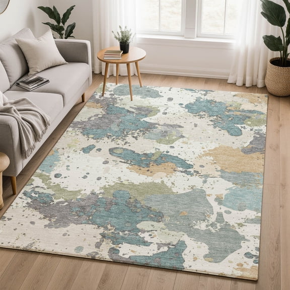 Addison Rugs Mayfield Premium Machine Washable Transitional Modern Seafoam Rectangle Rug, 10' x 14'