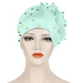 thumbnail image 6 of Mifelio Turban for Women Toe Solid Candy Hat Flower Space Cotton Color Muslim Beaded Cap, Cap Womens Cap Beadedbig Color Turban Head Wrap for Women Green One Size, 6 of 6