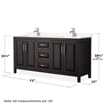 thumbnail image 4 of Wyndham Collection Daria 72" Square-Sink Wood Double Bathroom Vanity in Espresso, 4 of 5