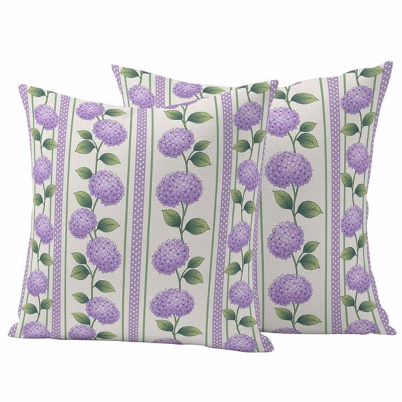 2 Pack Outdoor Waterproof Throw Pillow Covers,Watercolor Hydrangea Flower Decorative Square Pillow Case Patio Pillowcases for Chair Couch Sofa 16x16in