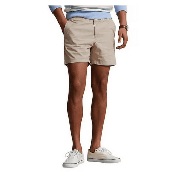 Polo Ralph Lauren Classic Fit Flat Front Stretch 5 Chino Shorts, Beige, Small