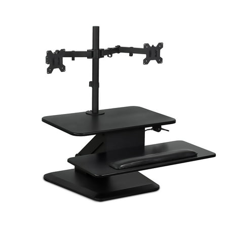 Mount-It! Height Adjustable Standing Desk Workstations with Dual Monitor Mount, 24 Inch Tabletop