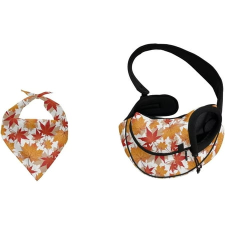 Hgudesign Leopard Print Front Sling Puppy Carrier  Brown Cheetah Travel Dog Bandanna with Pet Carrier Bag for Small Dog s Outdoor Hands Free Pet Carrier Backpack Scarf 2 Packs Set
