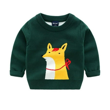 

PROMOTION SALES!Boys Solid Color Cartoon Jumper Kids Autumn Outwear Casual Knitwear