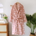 thumbnail image 2 of Arlun Womens Heart Print Sleepwear Robes for Valentine's Day Loose Cozy Knee Length Bathrobe Belted Soft Plush Fuzzy Shawl Collar Bathrobe Loungewear Pink XL, 2 of 8