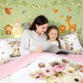 thumbnail image 3 of Manfei Floral Giraffe Twin Comforter Sets, Romantic Rose Butterfly Bedding Set, White Pink, Pink Reversible, 2-Piece, 1 Comforter and 1 Pillowcase, 3 of 6