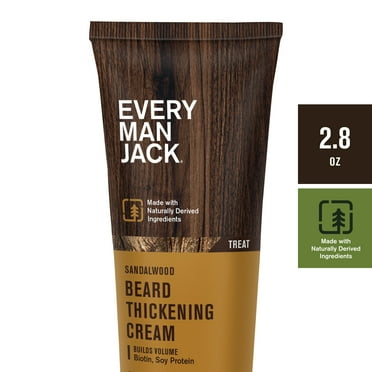 Every Man Jack Beard Thickening Cream, Strengthens & Thickens with a light Sandalwood Scent,  2.8oz