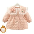 thumbnail image 2 of Godderr Baby Kids Girls Fleece down Jacket Baby Autumn Winter Button Lapel Long Sleeve Thick Warm Cotton Outerwear Top for 1-7Y, 2 of 7