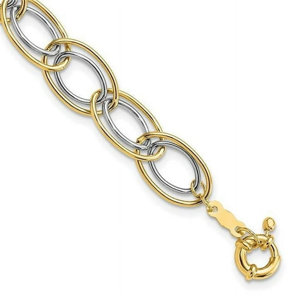 Primal Gold 14 Karat Two Tone Fancy Oval Link Bracelet