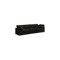 Meridian Furniture Cozy Black Velvet Modular 3 Piece Sofa