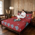 thumbnail image 3 of Manfei Boho Aztec Bed Sheets, Red Turquoise Tribal Geometric Fuul Size Sheets, Reversible 4-Piece1 Flat Sheet + 1 Fitted Sheet + 2 Pillowcases, 3 of 6