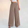 thumbnail image 2 of Women's High Waisted Palazzo Pants Cotton Linen Wide Leg Trousers Casual Smocked Waist Beach Pants Flowy Long Swing Pants, 2 of 10