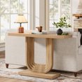 thumbnail image 3 of Tribesigns Farmhouse Entryway Table, 39" Wood Boho Console Table with Geometric Base, Narrow Sofa Table Behind Couch with Storage for Living Room, Hallway, Foyer, Entrance, 3 of 13