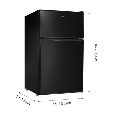 Galanz 3.1 Cu Ft Two Door Mini Fridge with Freezer GL31BK, Black