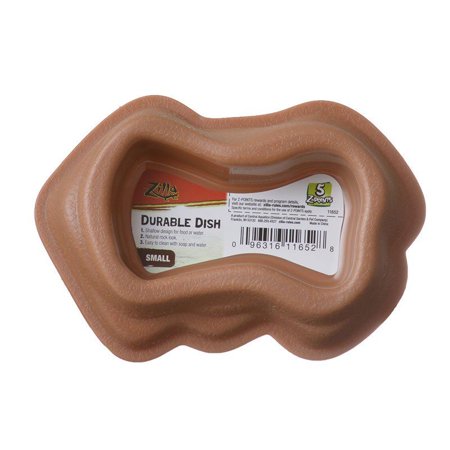 Zilla Durable Dish for Reptiles - Brown Small (4.5"L x 3.1"W) Pack of 2