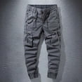 thumbnail image 2 of ZHOUCHANKIDS Men's Casual Pants Summer Elastic Waist Loose Fit Streetwear Cargo Pants for Daily Wear Comfortable Long Trousers High Street Fashion Grey, 2 of 4