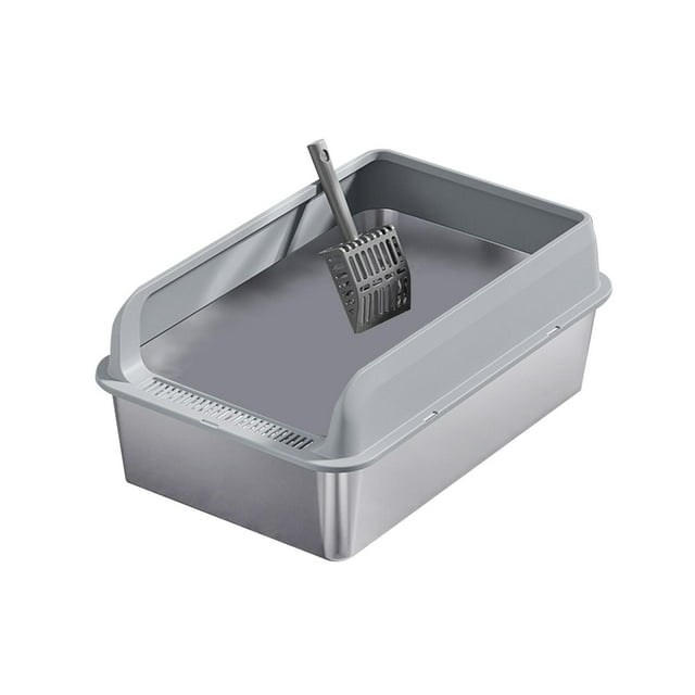 Arena para gatos, orinal para gatitos, inodoro, caja de arena para gatos, lavabo de arena para gatos, valla elevada portátil, colcha para gatos, Gris claro y M