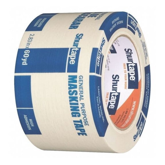 Shurtape Masking Tape,2 13/16" W,60 yd L,Tan CP 105