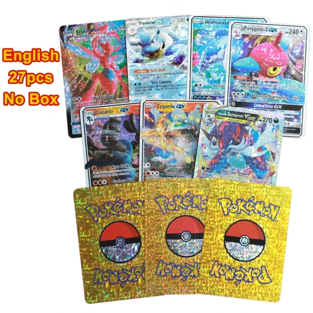 Tarjeta de Pokémon colorida, oro, plata, negro, diamante, español, inglés, francés, alemán, Metalicas, Charizard Vmax Gx, caja de cartas de juego