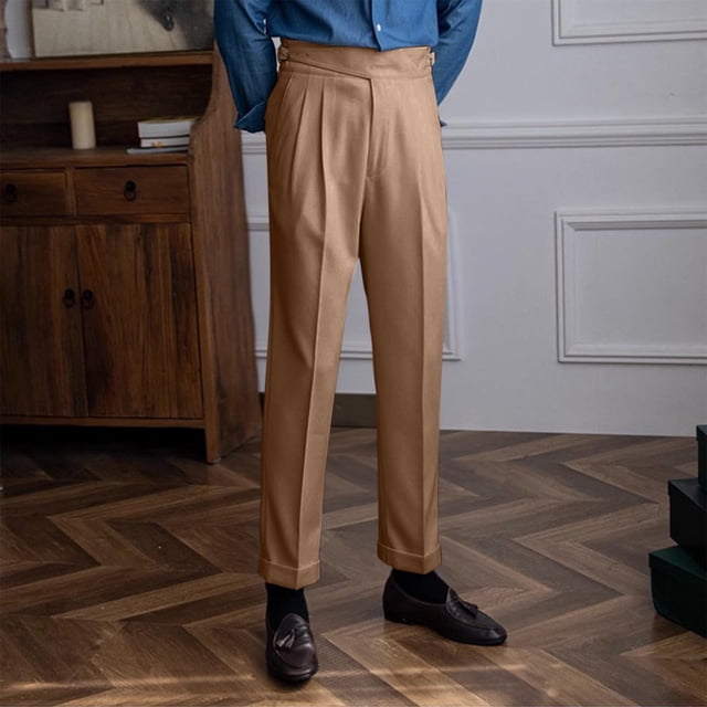 Pantalones largos de moda para hombre, estilo casual, con bolsillos y cremallera, cintura elástica, de poliéster.