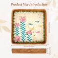 thumbnail image 2 of Grusce Rattan Tray with Mother of Pearl Inlay, 10.43 x 10.43 inch Handmade Wicker Fruit/Bread/Coffee Serving Basket, Decorative Wicker Basket for Party Picnic Table Kitchen Home Boho Decoration, 2 of 11