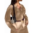 thumbnail image 2 of Women'S 2 Piece Sets Early Fall Front Opening Cardigan and Mini Skirt Knit Outfits Top B - Khaki M, 2 of 6
