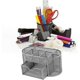 thumbnail image 1 of Pen Holder Metal Desk Organizer Office Supplies with 9 Compartments 1 Drawer Silver, 1 of 2