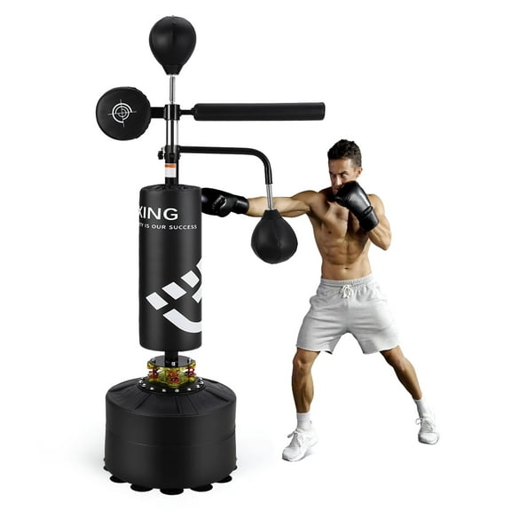 Yiwa Adults Freestanding Punching Bag Set with Stand, 2 Speed Bag, 360° Relax Bar, Hitting Target